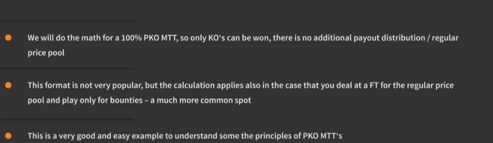 일반 상금 없이 바운티만 다루는 100% PKO와 파이널 테이블 딜의 조건