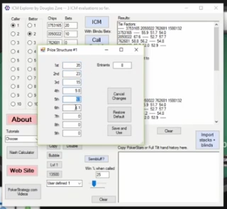 4인 예시의 ICM Explorer 상금 입력창