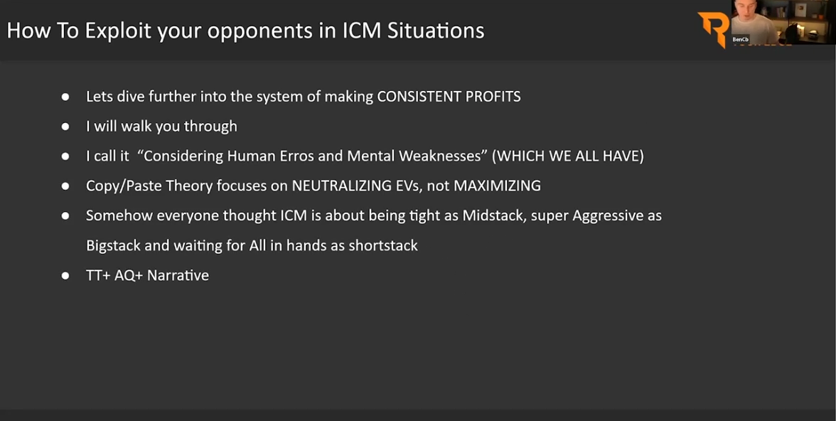 상대의 실수와 ICM에 대한 단순한 통념을 다루는 슬라이드