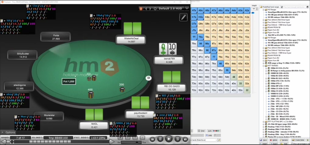CO의 Q♣T♠는 약 20BB 기준 오픈이다. 같은 깊이의 UTG 범위와 구분한다.