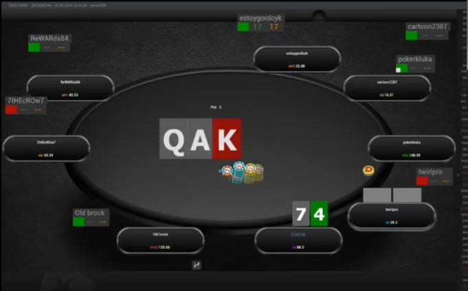 74o의 Q-A-K 플랍