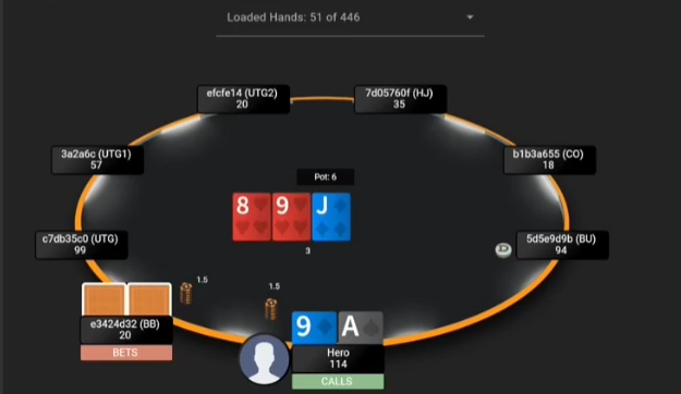 A9o의 8·9·J 플랍과 BB BETS