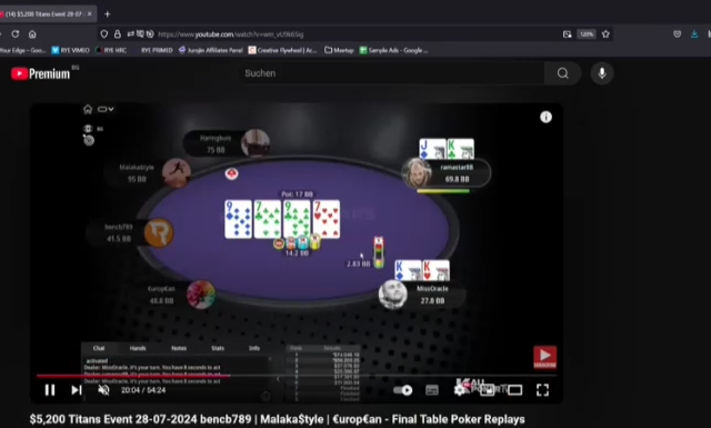 KJo 대 KK 실전: 9-7-9-7 턴의 BB 베팅