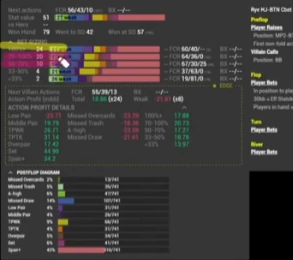 30–50BB 패널의 70–100% 베팅 행을 표시한 화면.