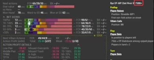 트리플 배럴 비교표의 75bb 이상 구간과 원본 필터 조건.