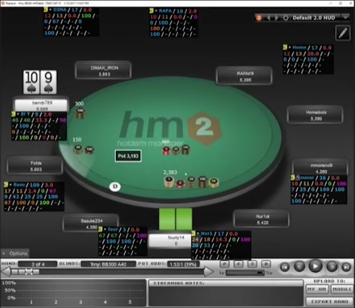 약 8bb 잼에 직면한 BB의 T9s 실전 리플레이