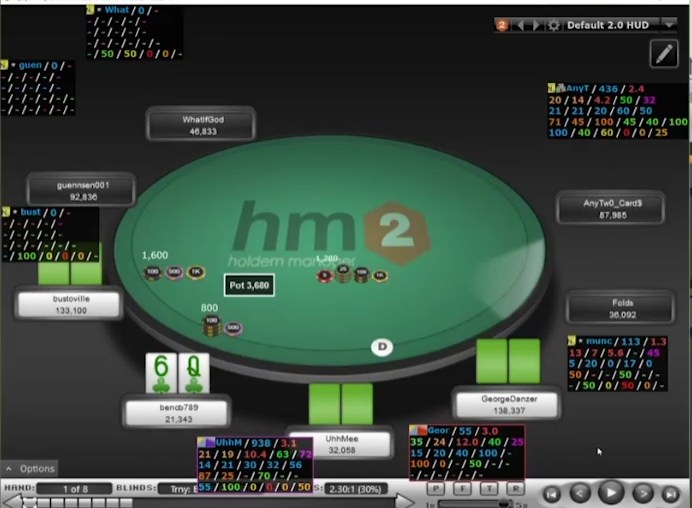 CO 오픈을 상대하는 SB Q6s 예제의 핸드와 시작 스택.